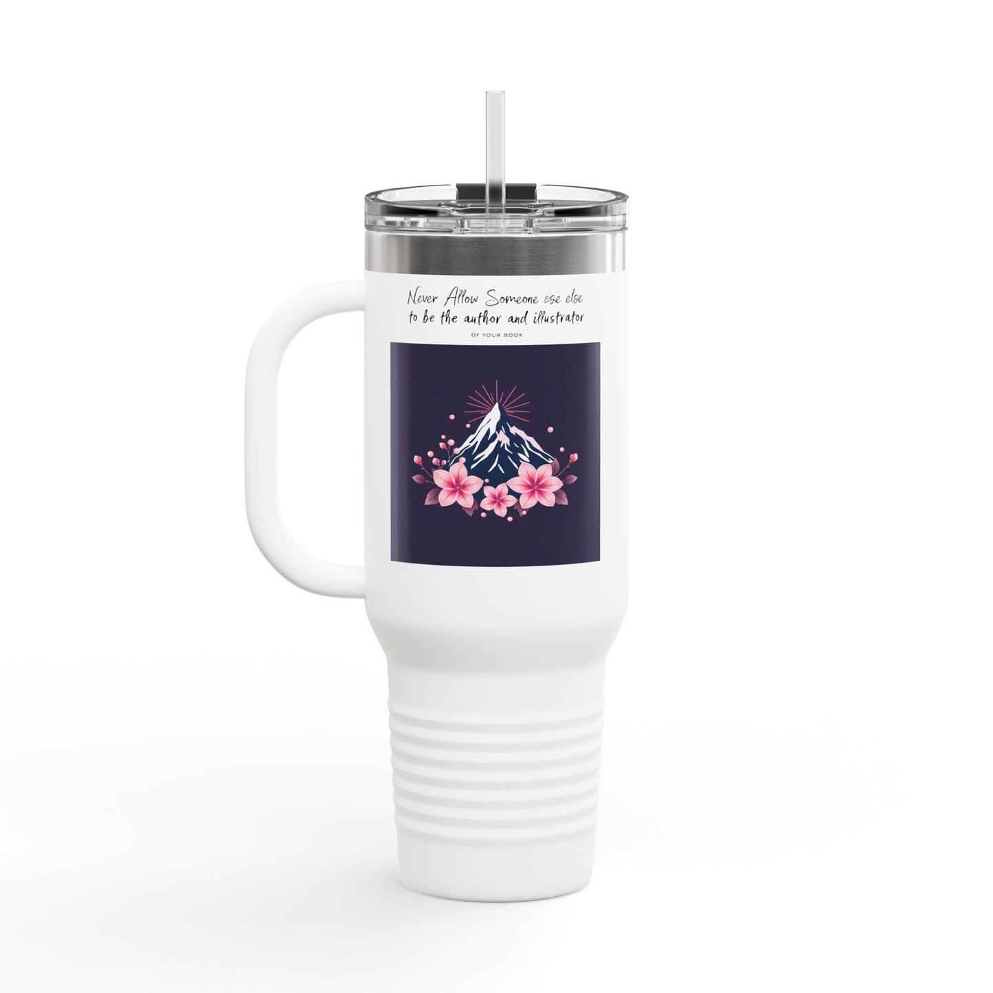Floral Insulated Travel Mug - Adventure Awaits, Outdoor Lover Gift, 40oz Cup for Coffee, Camping, Travel, Nature Enthusiasts
