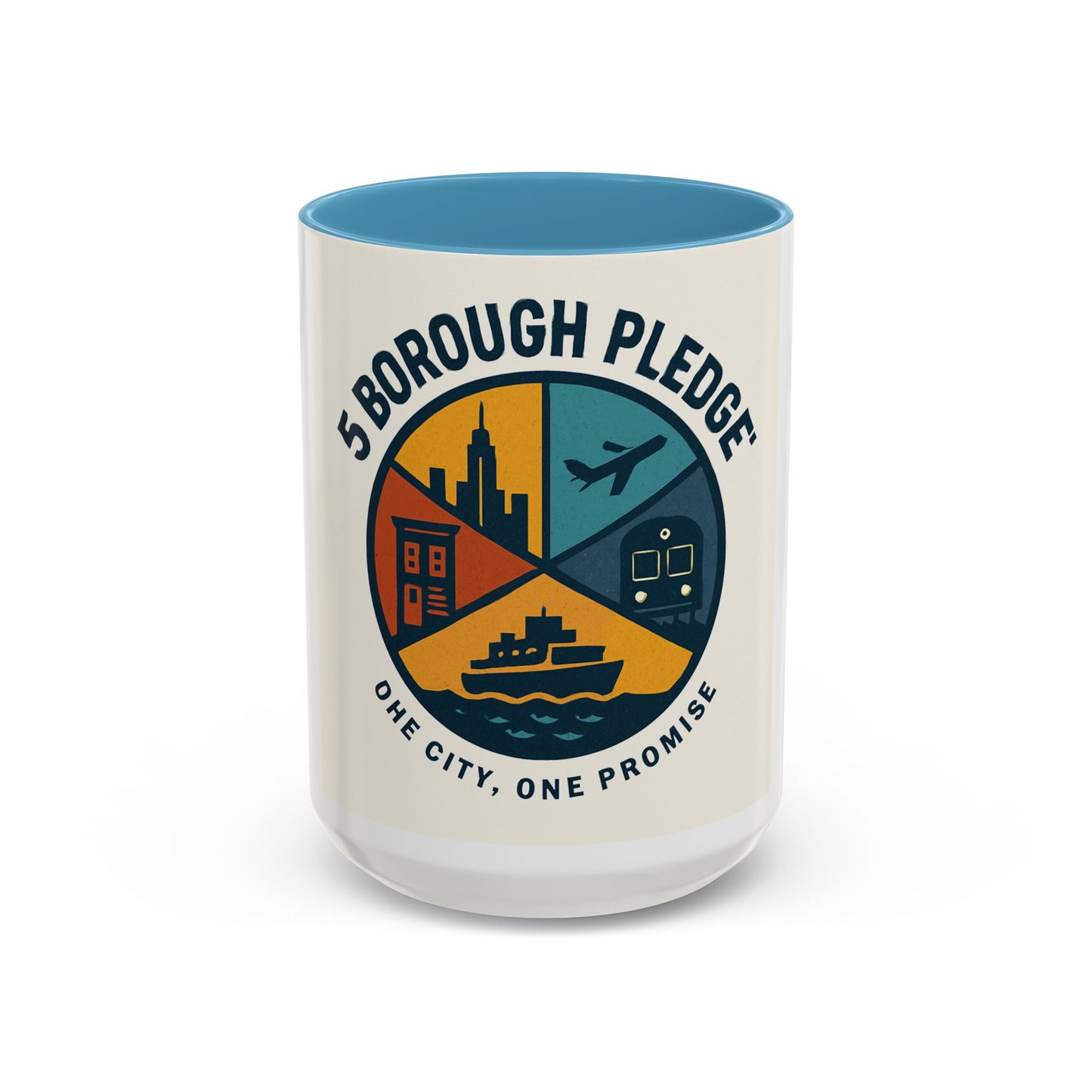 City Pride Accent Coffee Mug - 5 Borough Pledge Design, Unique Gift for NYC Lovers, Travel Souvenir, Office Decor, Coffee Lovers