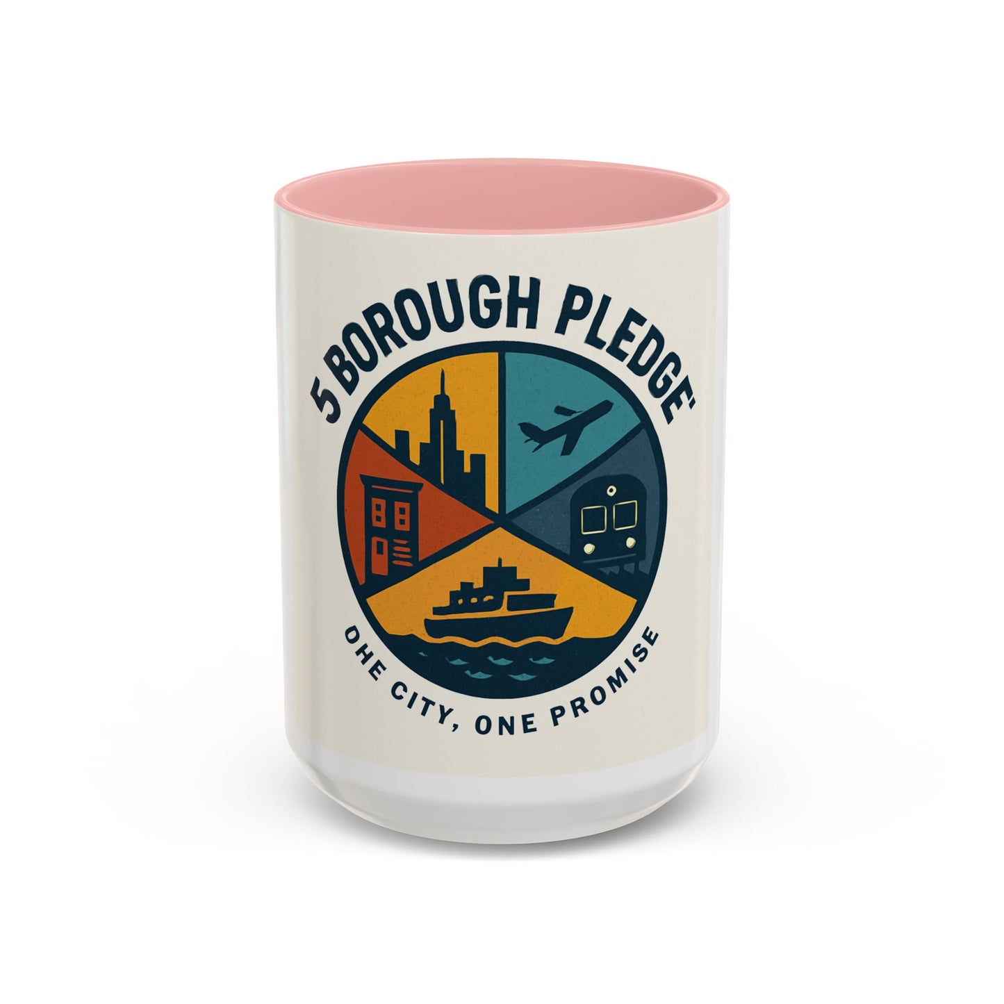 City Pride Accent Coffee Mug - 5 Borough Pledge Design, Unique Gift for NYC Lovers, Travel Souvenir, Office Decor, Coffee Lovers