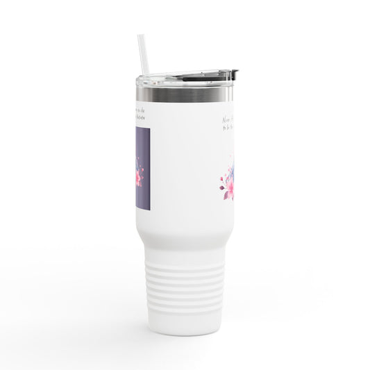 Floral Insulated Travel Mug - Adventure Awaits, Outdoor Lover Gift, 40oz Cup for Coffee, Camping, Travel, Nature Enthusiasts