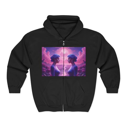 Gemini Zodiac Unisex Hoodie - Blue and Purple Twins Sign Sweatshirt