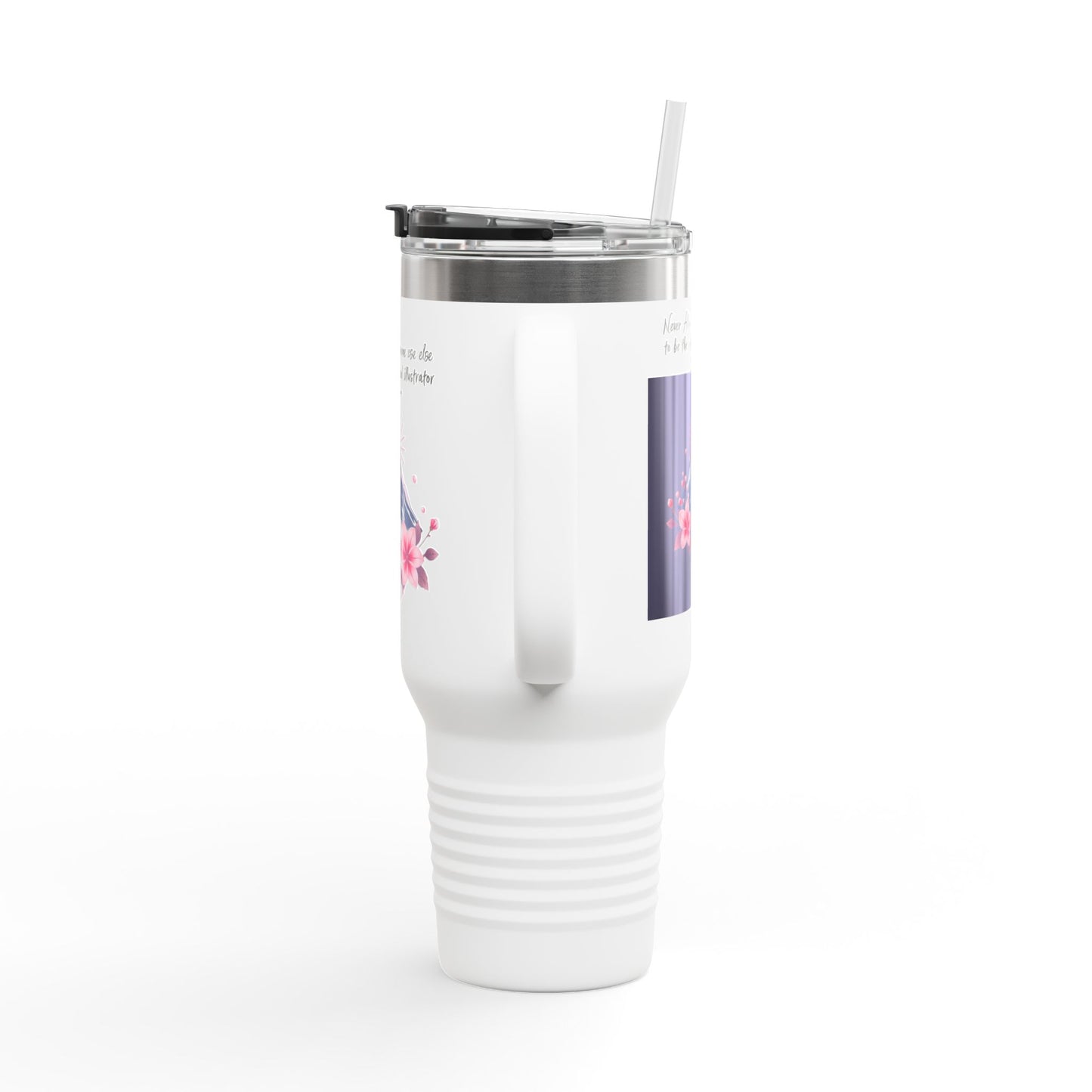 Floral Insulated Travel Mug - Adventure Awaits, Outdoor Lover Gift, 40oz Cup for Coffee, Camping, Travel, Nature Enthusiasts