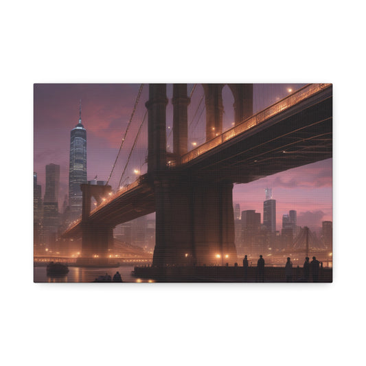 Canvas Stretched Wall Art, Brooklyn Bridge New York City
