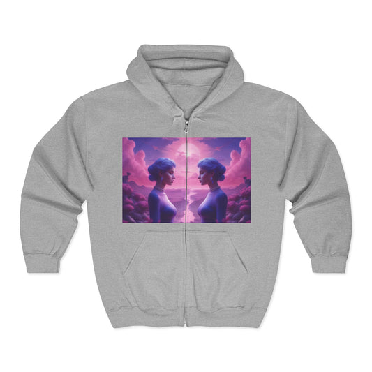 Gemini Zodiac Unisex Hoodie - Blue and Purple Twins Sign Sweatshirt